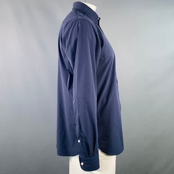GOLDWIN Size L Navy Polyester One Pocket Snaps Long Sleeve Shirt - Picture 2 of 6